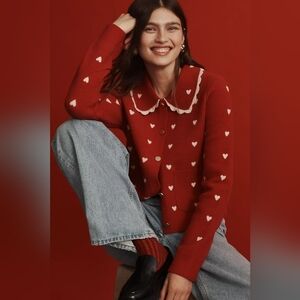 Anthro NVLT Heart Icon Knit Jacket